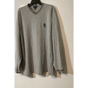 Polo Ralph Lauren Football Sweater Mens Large Gray VTG Polo RL Jeans Co Pullover